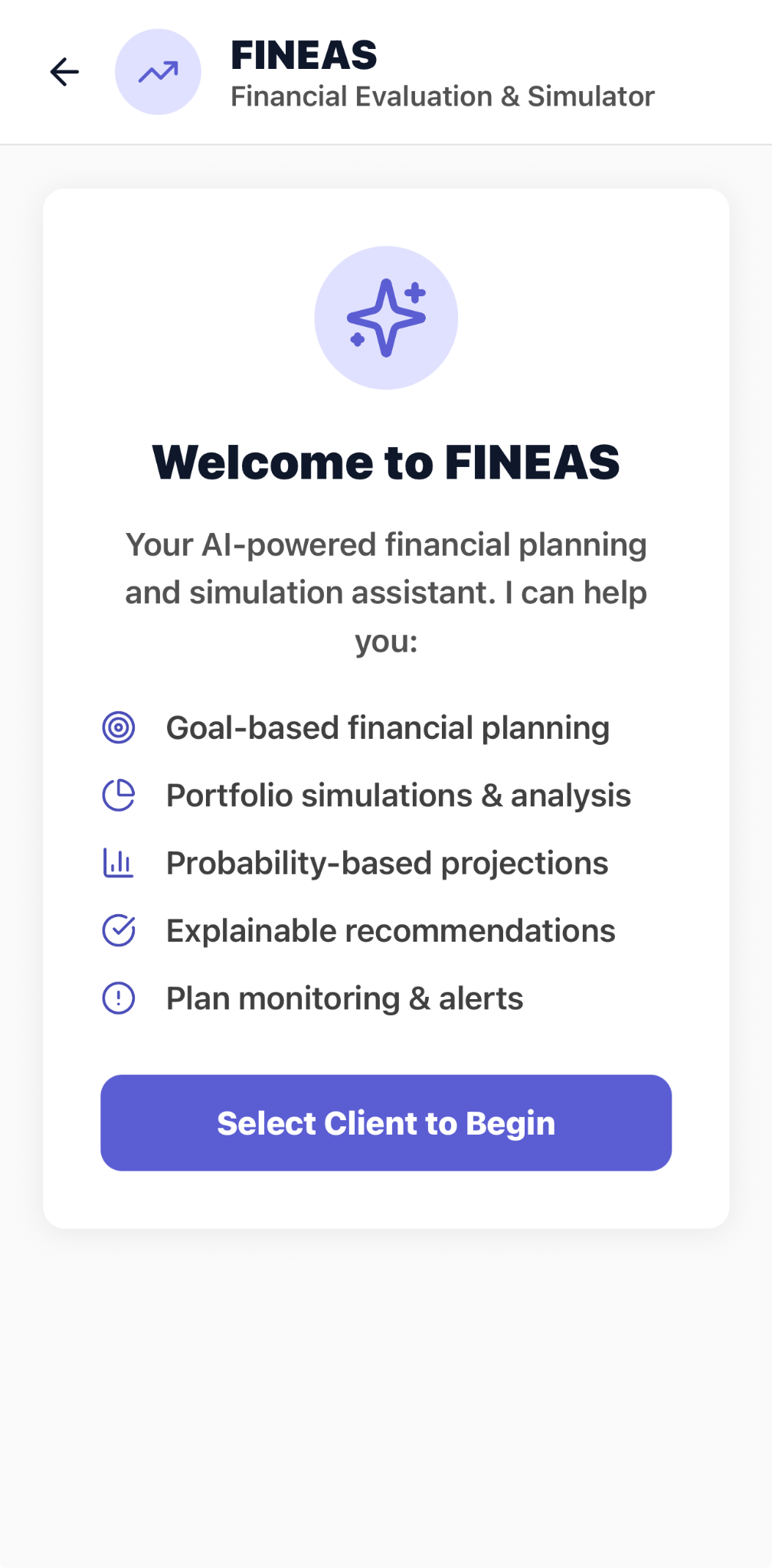 CaptureAdvisors FINEAS overview listing planning, simulation, projections, recommendations, and monitoring